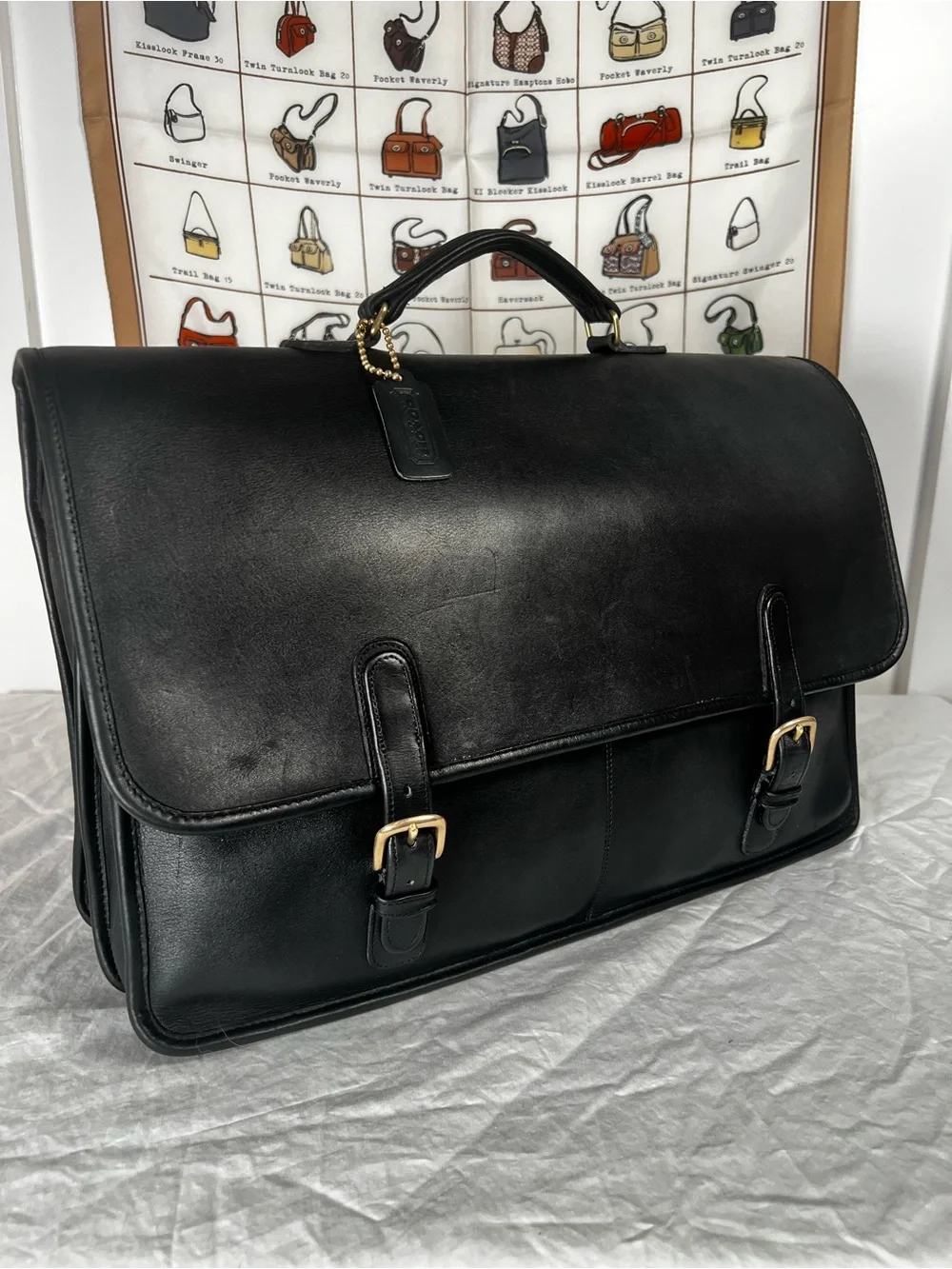 VTG Coach Black Leather Lexington Briefcase 8006 Made in USA with Paperwork